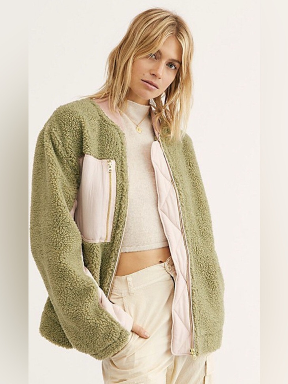Free People green Rivington Sherpa